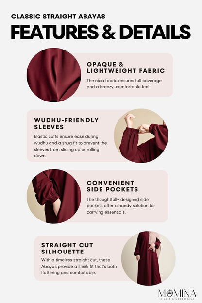 Classic Straight Abaya - Khawlah