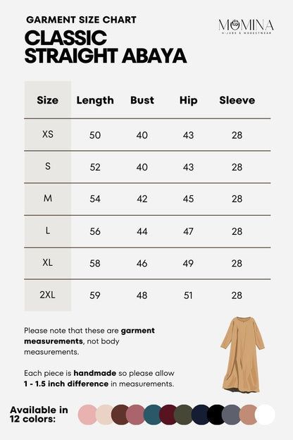Classic Straight Abaya - Khawlah