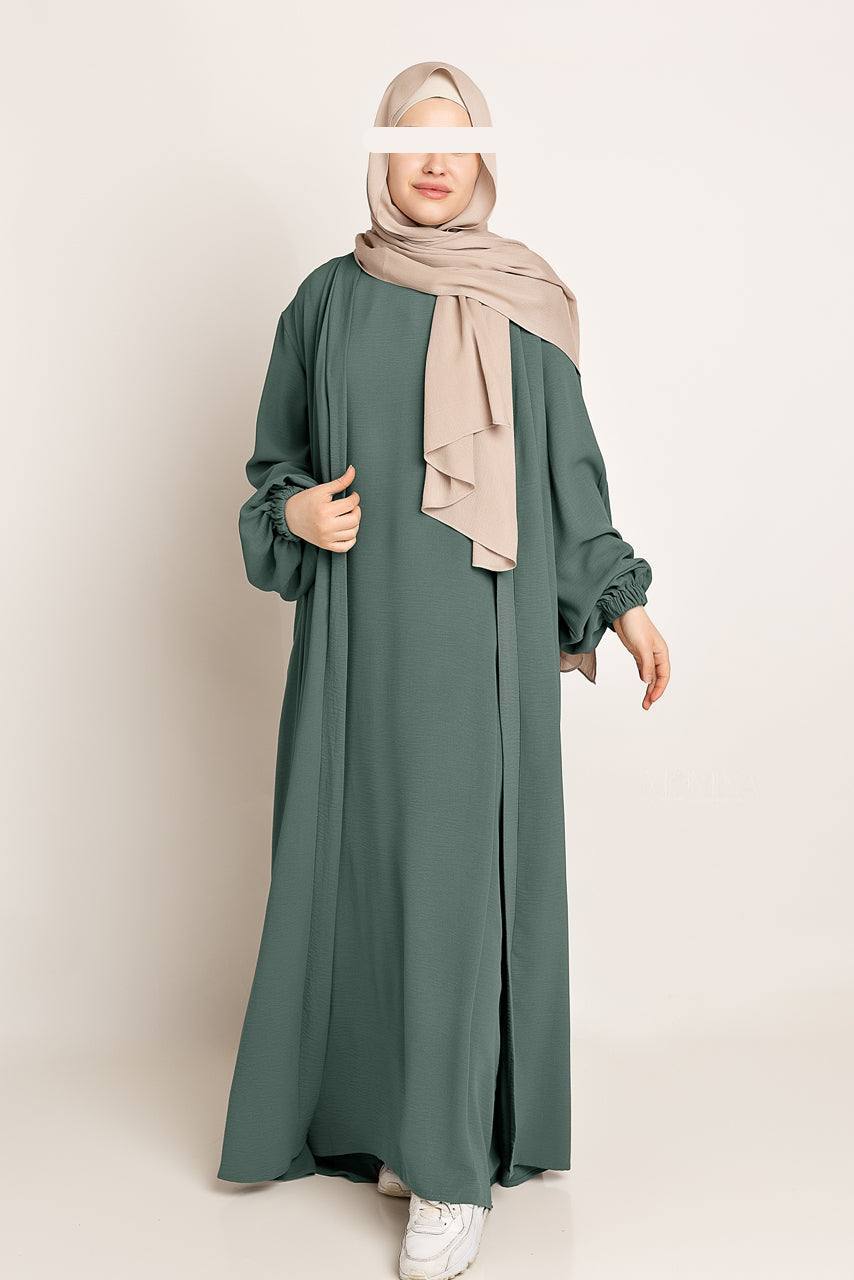 Amani Textured Abaya Set - Ash Blue