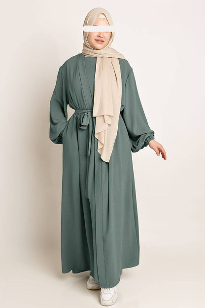 Amani Textured Abaya Set - Ash Blue