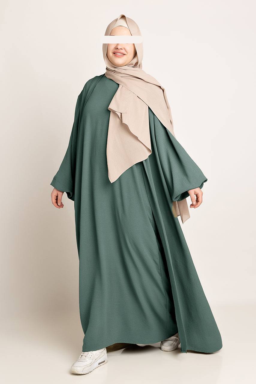 Amani Textured Abaya Set - Ash Blue