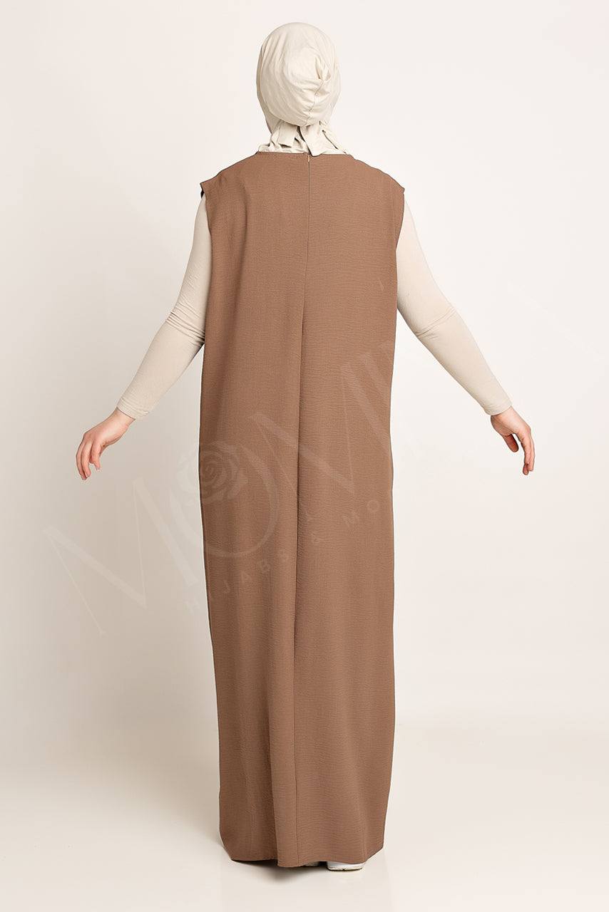 Amani Textured Abaya Set - Cocoa Brown