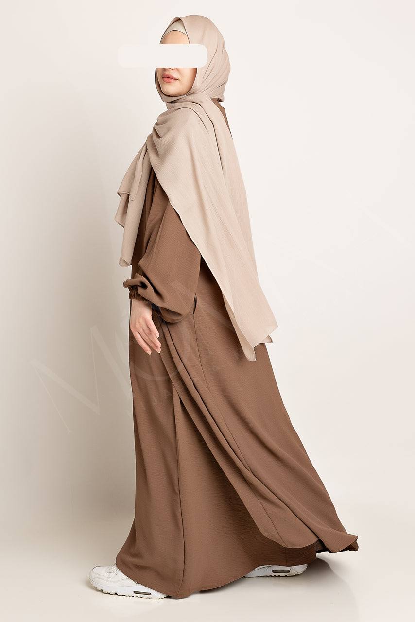 Amani Textured Abaya Set - Cocoa Brown