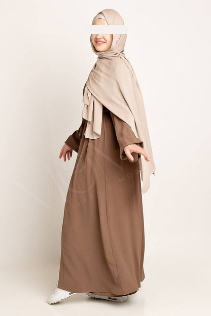 Amani Textured Abaya Set - Cocoa Brown