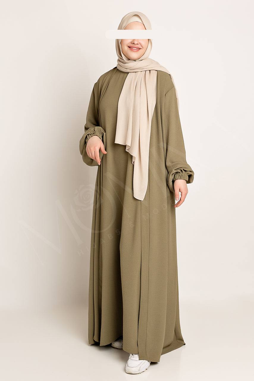 Amani Textured Abaya Set - Olive