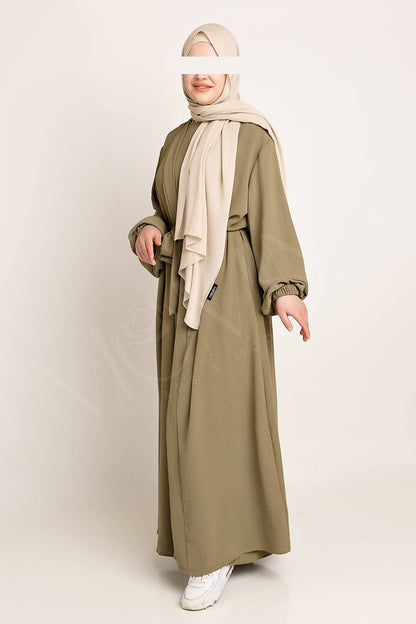 Amani Textured Abaya Set - Olive