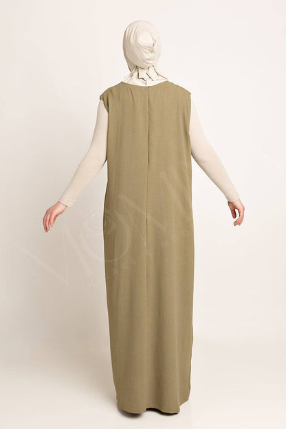 Amani Textured Abaya Set - Olive