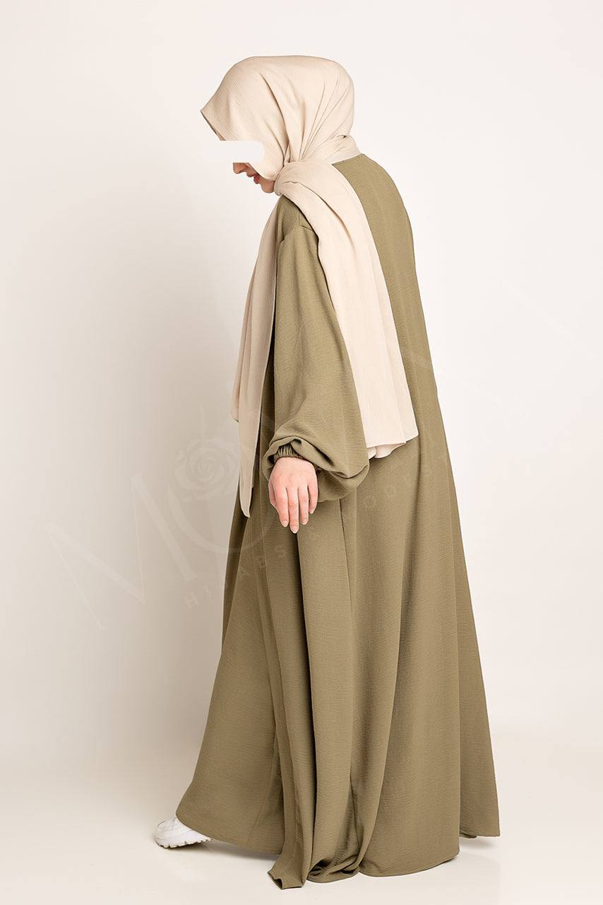 Amani Textured Abaya Set - Olive