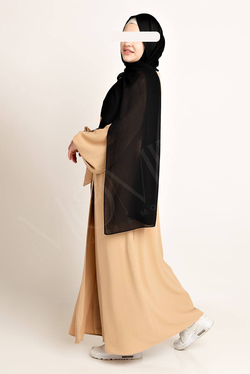 Amani Textured Abaya Set - Peanut