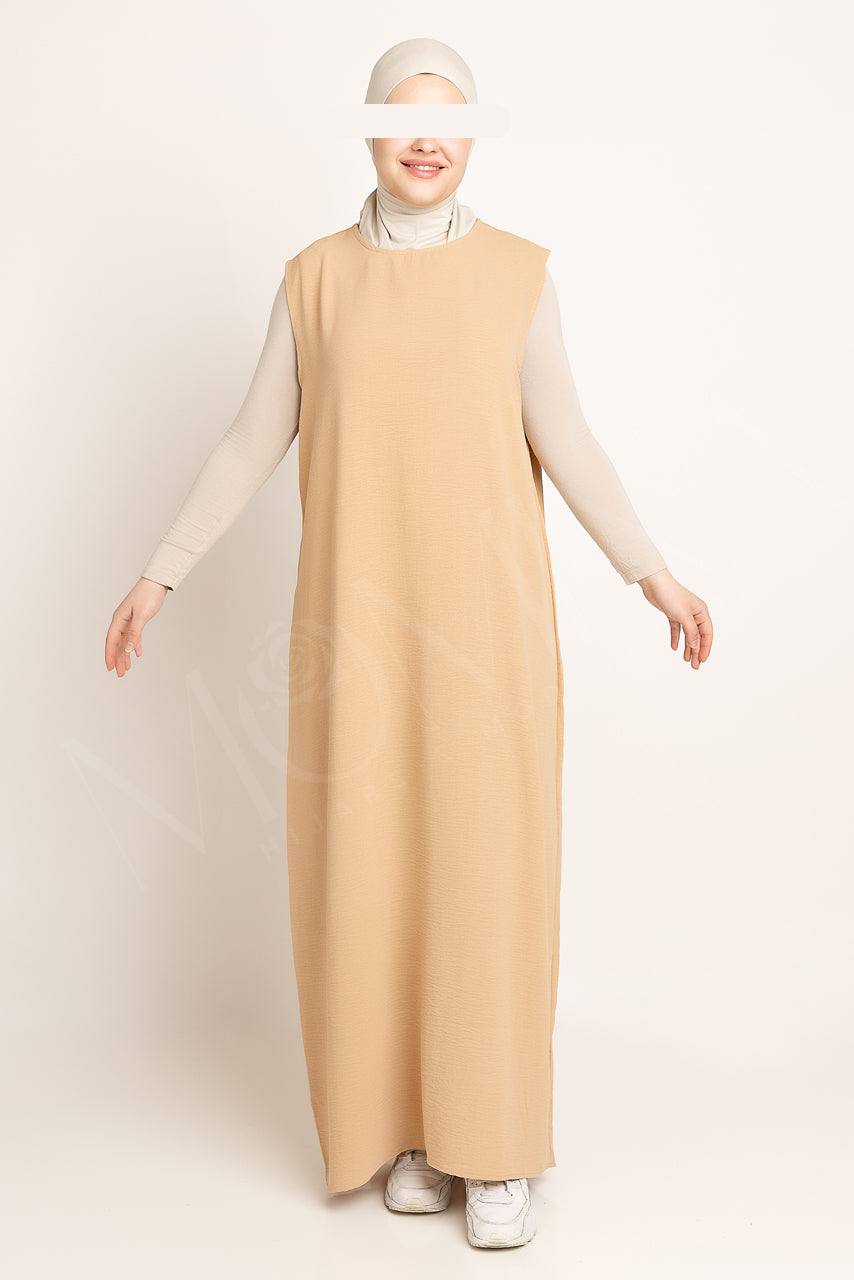 Amani Textured Abaya Set - Peanut