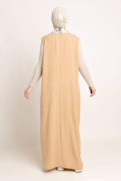 Amani Textured Abaya Set - Peanut