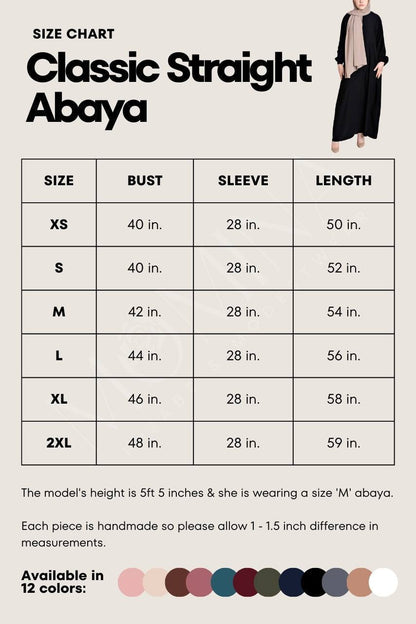 Classic Straight Abaya - Aaliyah